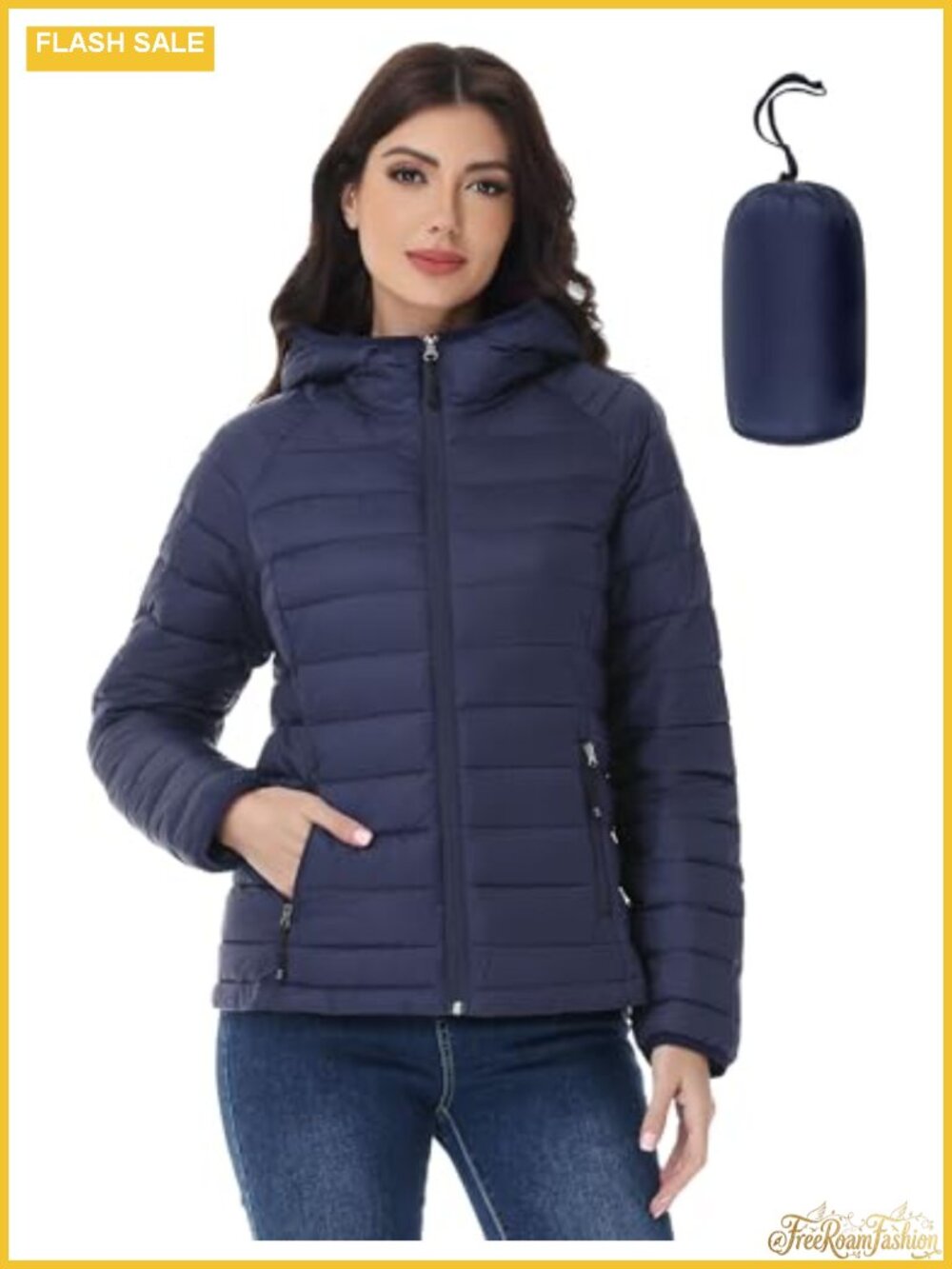 Packable Lightweight Hooded Puffer Jacket Quilted Zip Travel Coat